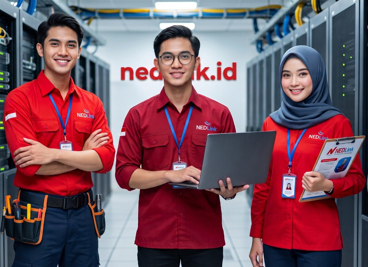 Tim teknisi dan staf NEDLink di ruang server